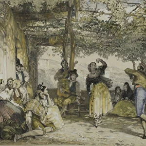 Spanish Peasants Dancing the Bolero, 1836 (colour litho with additional hand-colouring