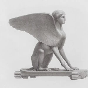 Sphinx, ancient Roman marble sculpture (engraving)