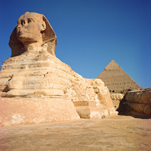 The Sphinx and The Pyramid of Khafre, Giza, Old Kingdom 2613-2494 B