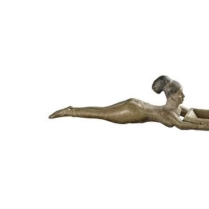 Spoon in the form of a nude girl swimming with a rectangular basin in front of her, c