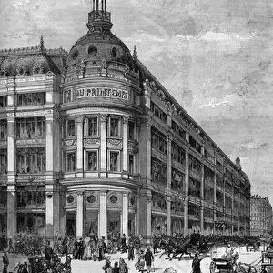 Spring department stores in Paris in 1883. The corner pavilion between rue de Provence