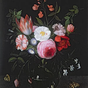 Spring Flowers in a glass vase, 17th century