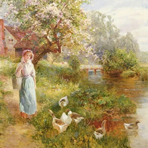 Spring (oil on canvas) (see 153941 for pair)