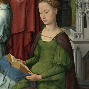 St. Barbara, detail of the central panel of the Triptych of Saint John the Baptist and Saint John the Evangelist, 1474-79 (oil on panel)