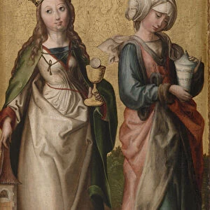 St. Barbara and St. Mary Magdalene (oil on panel)