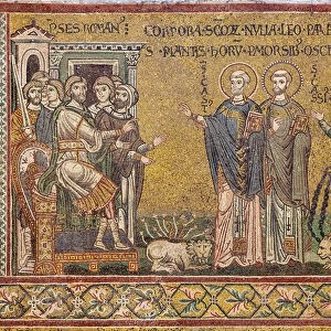 St Cassius and St Casto before the Emperor, Byzantine mosaic, XII-XIII century, on the counter-facade (mosaic)
