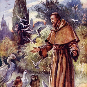 St Francis of Assisi (colour litho)