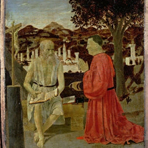 St. Jerome with a Man kneeling in Devotion, 1450 (oil on panel)