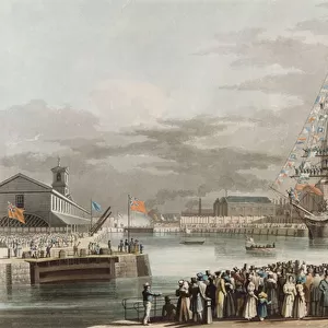 St. Katherines Dock: Opening on 25th October 1828, engraved by E
