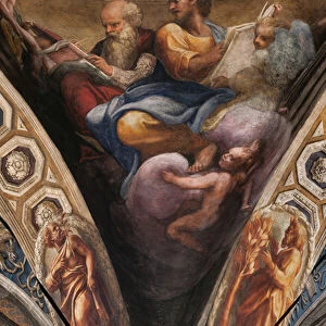 St Luke and St Ambrose, detail of the Ascension of Christ, 1520-22 (fresco)