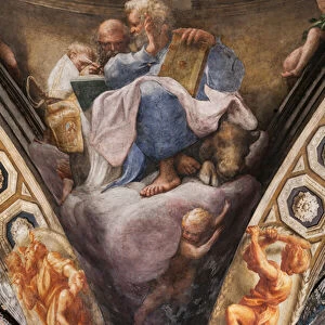 St Matthew and St Jerome, detail of Ascension of Christ, 1520-22 (fresco)