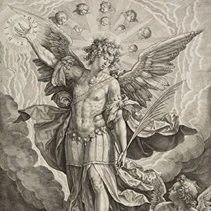 St Michael Triumphing Over the Dragon, 1584 (engraving in black on ivory laid paper)