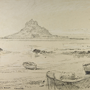 St. Michaels Mount, Cornwall, c. 1870-80 (pencil, ink and crayon on board)