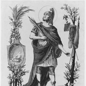 St. Napoleon, Roman Officer and Martyr (etching) (b / w photo)