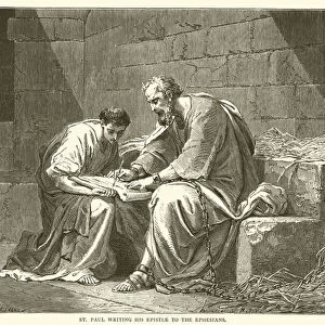 St Paul writing his epistle to the Ephesians (engraving)