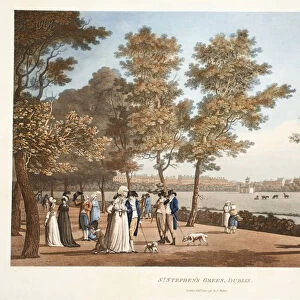 St. Stephens Green, Dublin, 1796 (hand-coloured engraving)