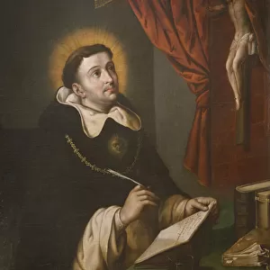 St. Thomas Aquinas writing before the crucifix (oil on canvas)