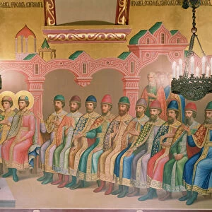 St. Vladimir, Grand Duke of Kiev and his Sons, mural by Palekh masters in the Faceted