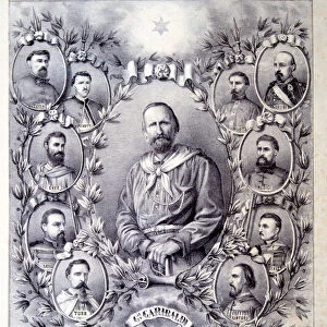 The Staff of General Garibaldi, illustration from The History of Italy (litho)