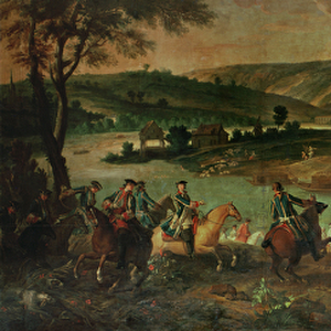 Stag Hunt in the Oise in Sight of Compiegne, near Royallieu, 1737 (oil on canvas)