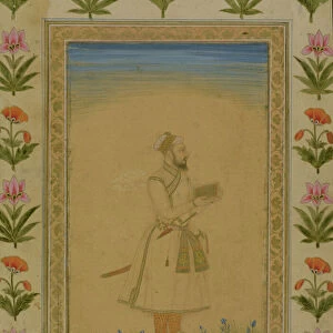 Standing figure of a nobleman, holding a book, from the Small Clive Album