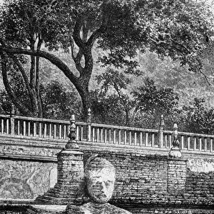 Statue of Buddha in the Enclosure of the Sacred Tree (engraving)