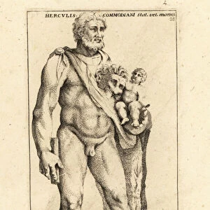 Statue of Hercules with his child Telephos. 1779 (engraving)