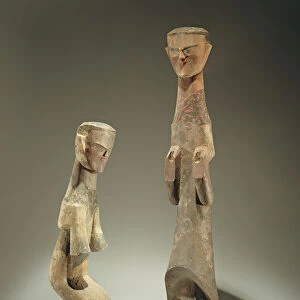 Two statuettes, late Zhou Dynasty (1046-256 BC) 4th - 3rd century BC (wood) (see