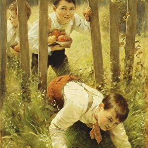 Stealing Apples, (oil on canvas)