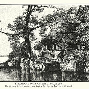 Steamboat days on the Magdalena (litho)