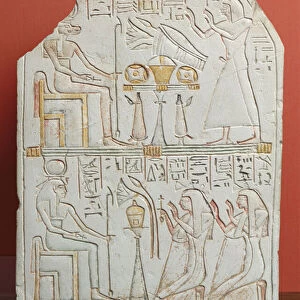 Stela of Penboui, guardian of Deir el-Medina, from Thebes, New Kingdom (painted stone)