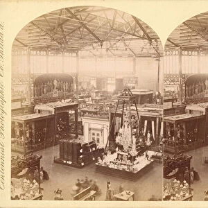 Stereoview of Main Building, Transept, Centennial International Exhibition, Philadelphia, 1876 (b / w photo)