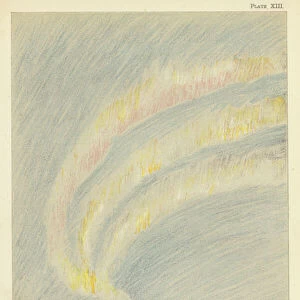 Streamers of aurora borealis, 28 November 1893, pastel sketch (colour litho)