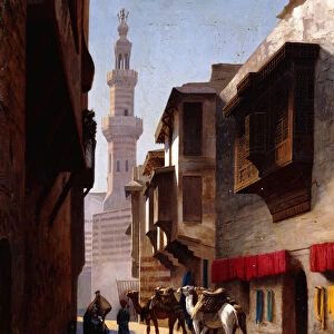 A Street in Cairo, (oil on canvas)
