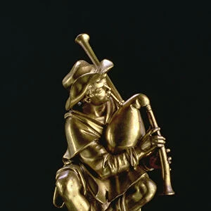 Street Musician Playing the Bagpipes (gilt bronze)