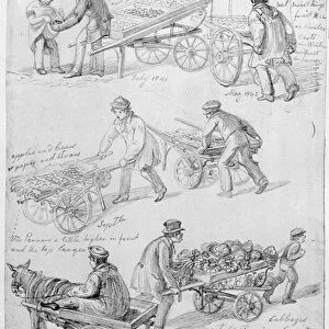 Street Traders, London, 1842 (pencil on paper)
