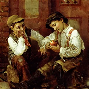Street Urchins, (oil on canvas)