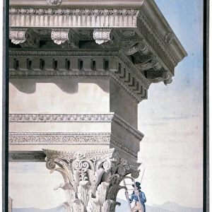 Student measuring the Temple of Castor and Pollux in Rome, 1819 (w / c on paper)
