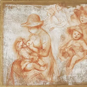 Studies for Mother and Child, c. 1885 (red & white chalk on buff laid paper)