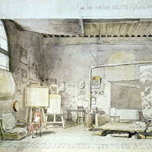 Studio of the artist in Rome, 1837, watercolour by Alexander Ivanov (1806-1858), Russian painter