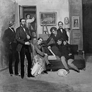 The Studio of the Painter (oil on canvas) (b / w photo)