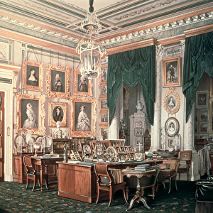 The Study of Alexander III (1845-94) at Gatchina Palace, c. 1881 (w / c on paper)