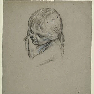 Study of a Female Child, 1850-60 (black chalk & white bodycolour on paper)