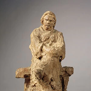 Study for the Monument to Balzac, 1898 (unfired clay on a shaped wood modelling board)
