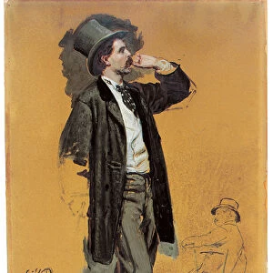 A Study for A Parisian Cafe (1875): Gentleman Standing and Jean-Leon Gerome