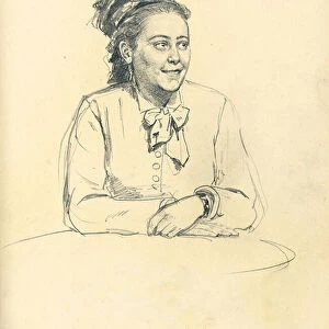 Study for A Parisian Cafe : Seated Woman with Bow and Folded Hands, c