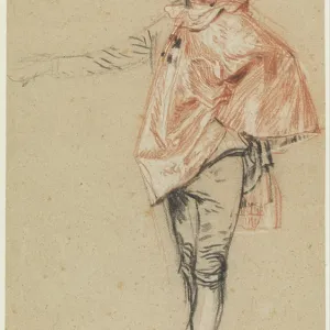 Study of a Standing Dancer with an Outstretched Arm, c.1710 (black, red & white chalk) Study of a Standing Dancer with an Outstretched Arm, c.1710 (black, red & white chalk)