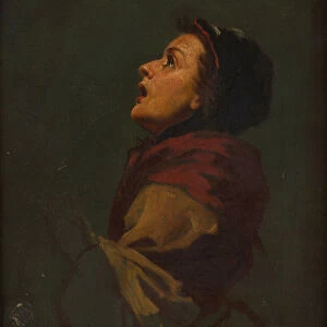 Study of a Woman Looking Skyward (oil on canvas)