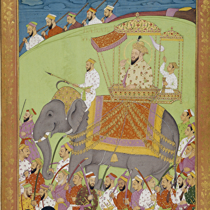 Sultan Babes on an elephant. Indian and Persian miniatures in "
