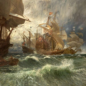 The Summons to Surrender (An Incident in the Spanish Armada) (oil on canvas)